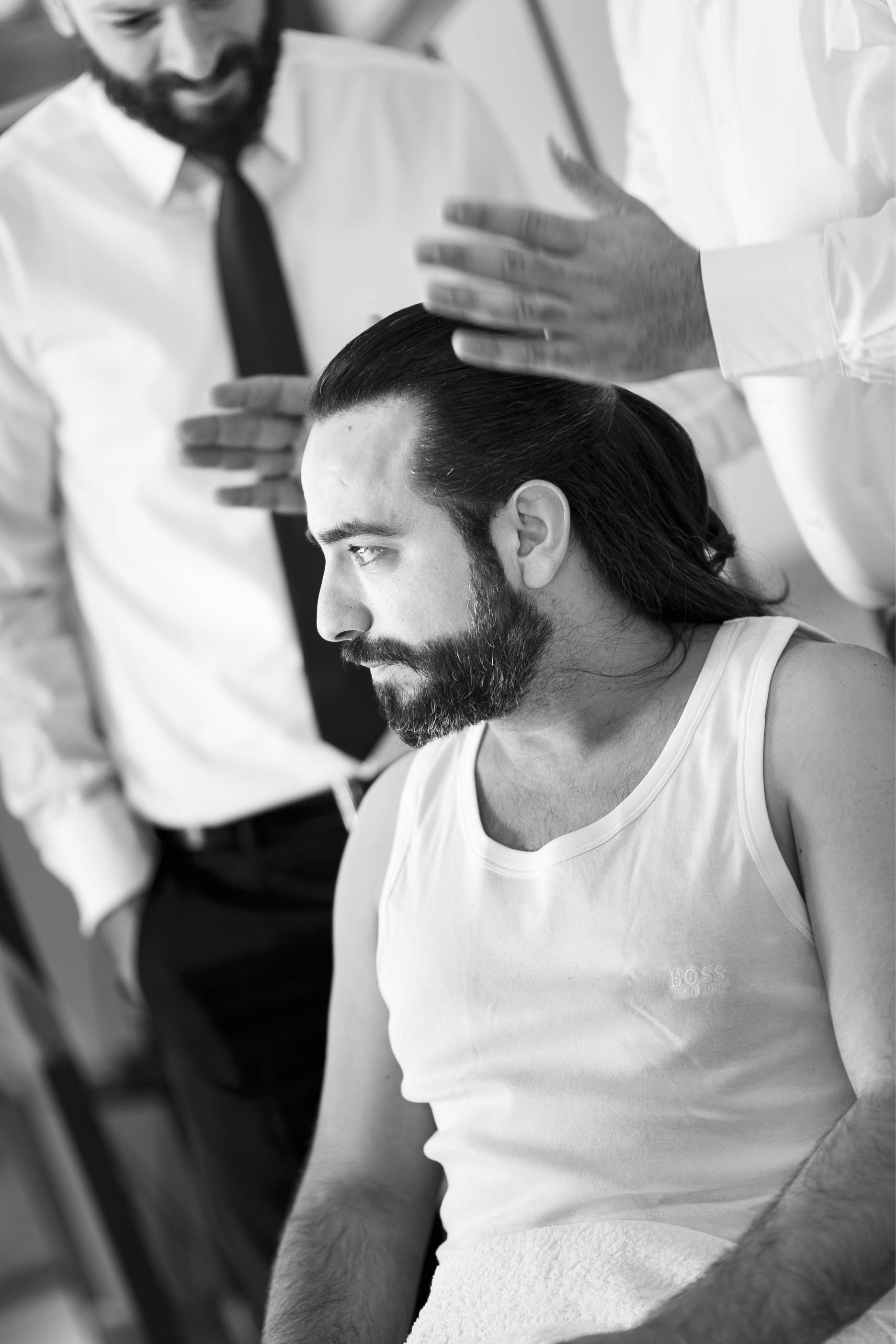 Groom's preparations with friends