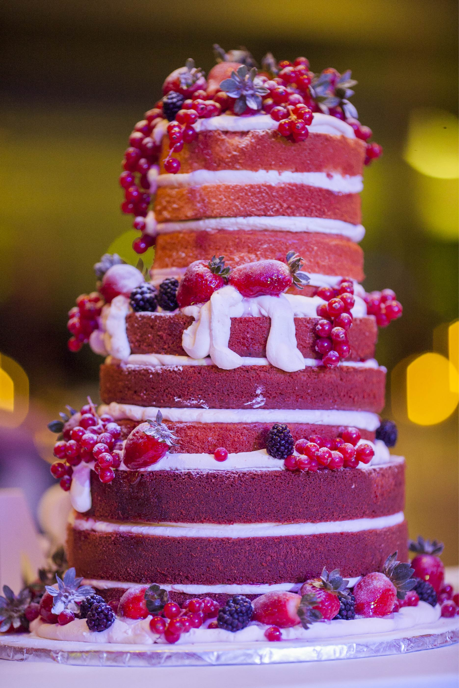 Colorful wedding cake red velvet flavor
